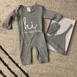 BiBi Gray Ribbed Kids Footie Set